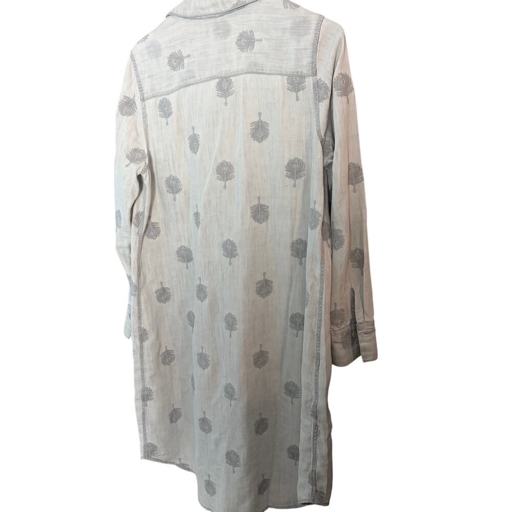 Soft Surroundings Embroidered Feather Tunic Dress Gray Tunic Dress Size M Boho - Picture 4 of 8